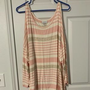 Avenue Open Shoulder 3/4 sleeve Knit Shirt